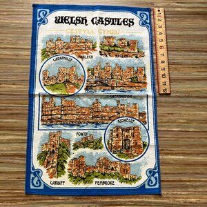 Welsh Castles Wales Cotton Kitchen Towel Souvenir Dish Cloth Vintage 16.5x25"